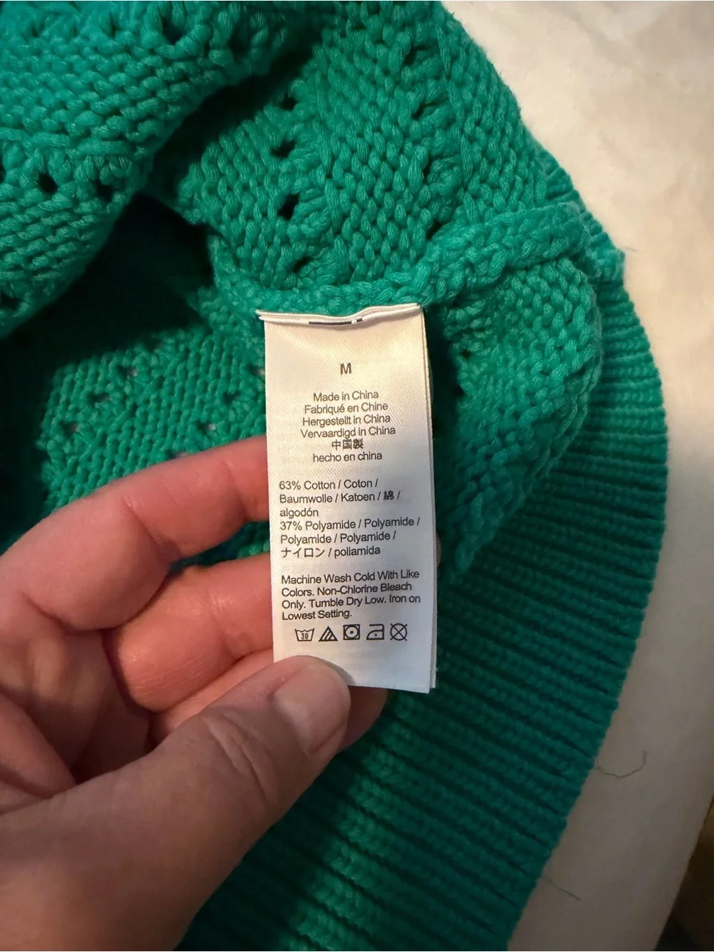 J. Crew Teal Open-Weave Crewneck Sweater